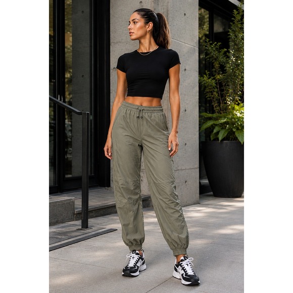 Lululemon Lab Pants - Lululemon Lab Sage Green Nylon Mid Rise Jogger Pants Womens 4 Streetwear